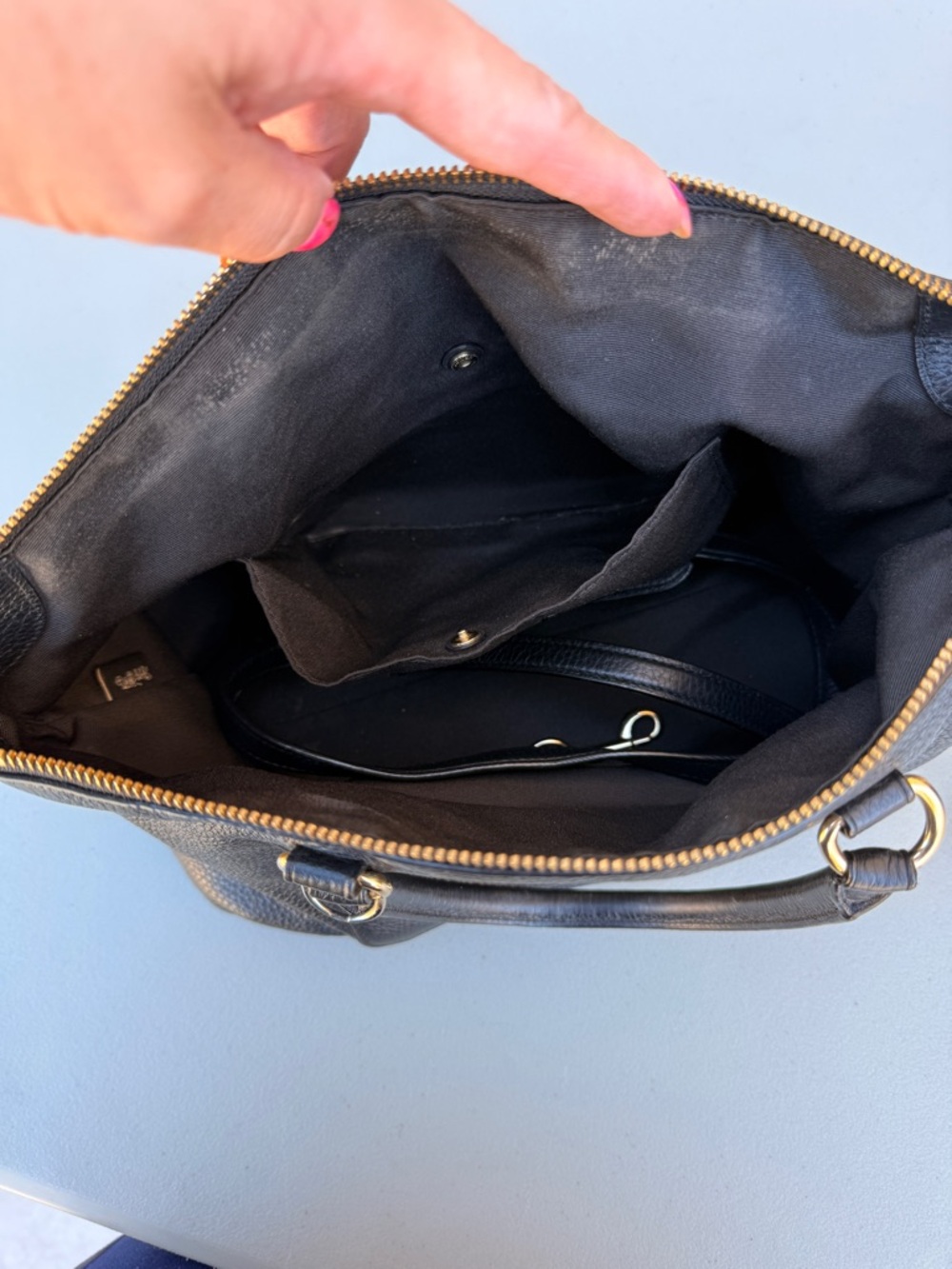 Coach Black Pebbled Leather Satchel with Gold Hardware - Picture 2 of 2